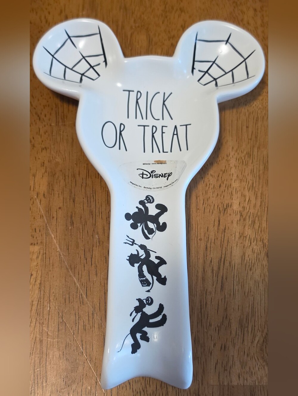 Rae Dunn Disney Mickey Mouse Spoon Rest "Trick or Treat" Halloween Home Decor